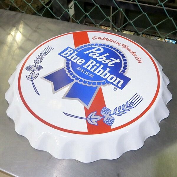  ボトルキャップ メタルサイン Pabst Blue Ribbon パブスト ブリキ看板 アメリカン雑貨 アンティーク雑貨 美術品 アンティーク コレクション