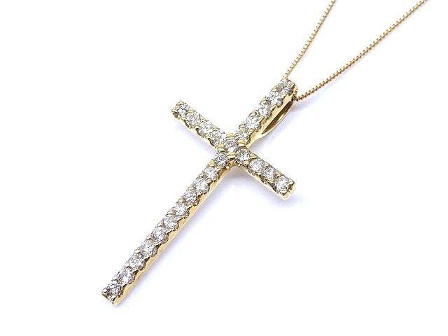k18 YG  クロス　ネックレス　十字架　ダイヤモンド　0.50ct