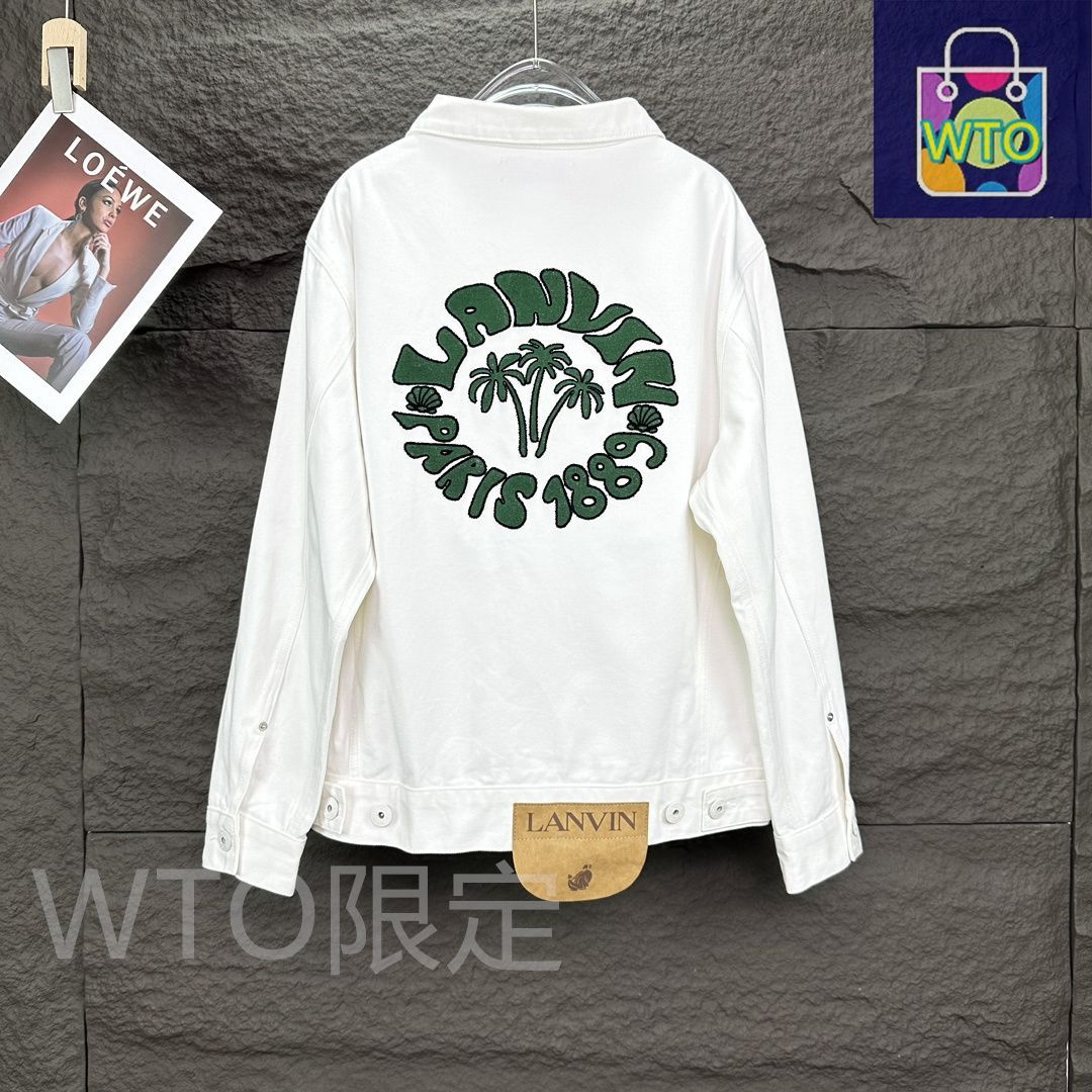 Lanvin メンズ＆レディース デニムジャケット パームツリー 刺繍 ホワイト M-2XL | ♥品 -WTO輸入1