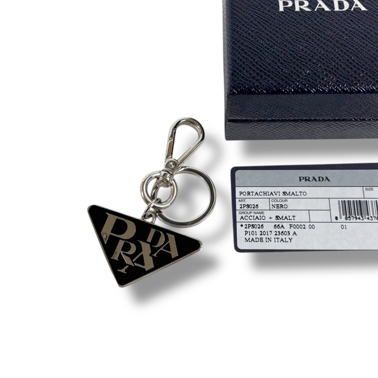 プラダ PRADA トライアングルロゴ キーチェーン キーリング ブラック