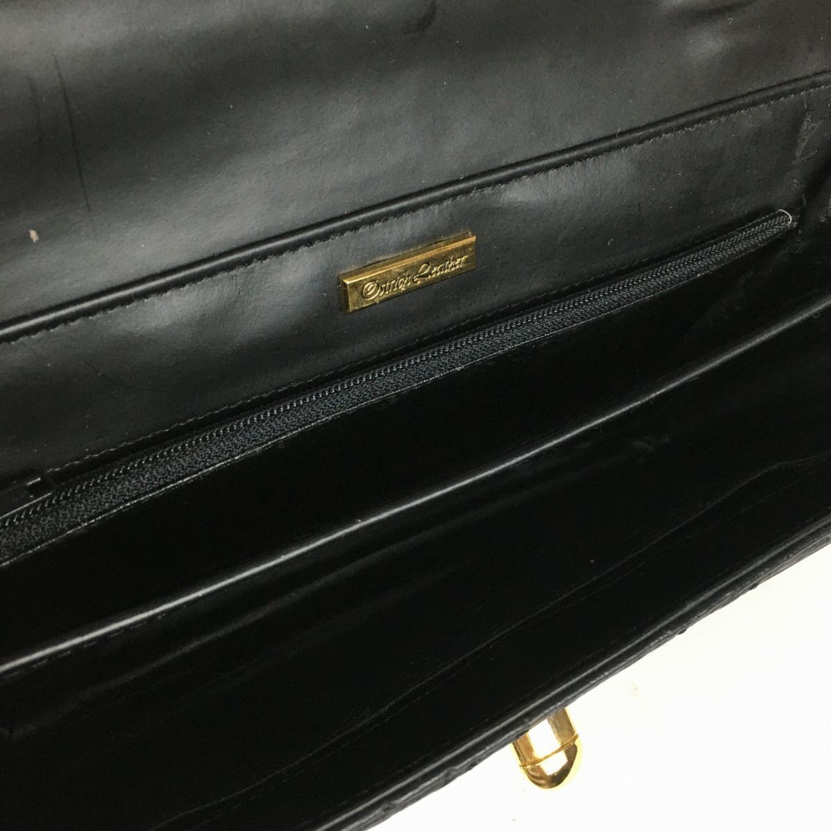 JRA 証書付き オーストリッチレザー/本革 ハンドバッグ〈黒/BLACK〉bag