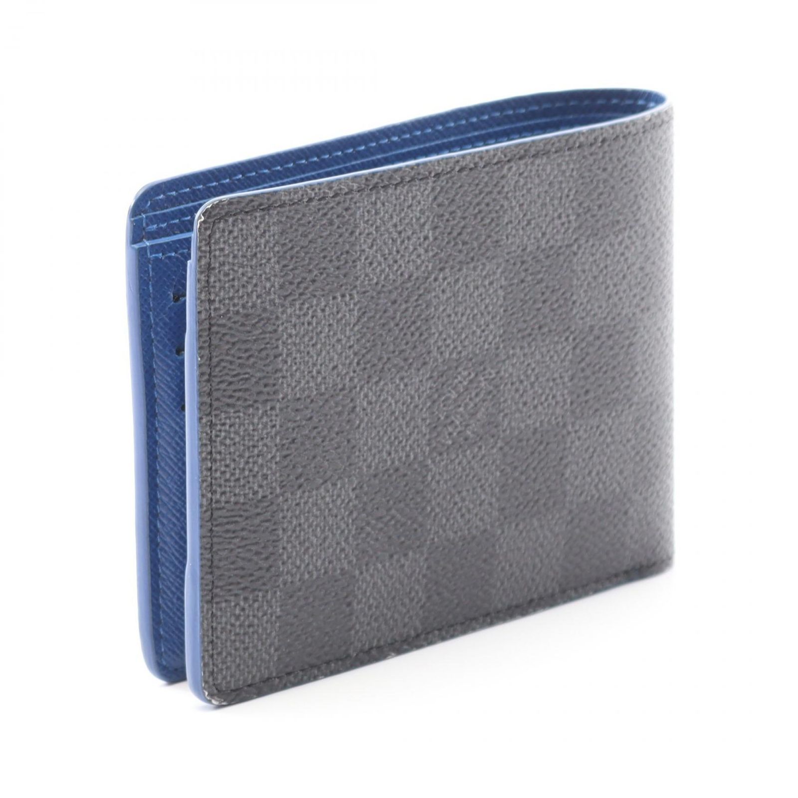 ルイ ヴィトン LOUIS VUITTON 二つ折り財布 ポルトフォイユ ミュルティプル N 60302 ブルー PVCコーティングキャンバス メンズ