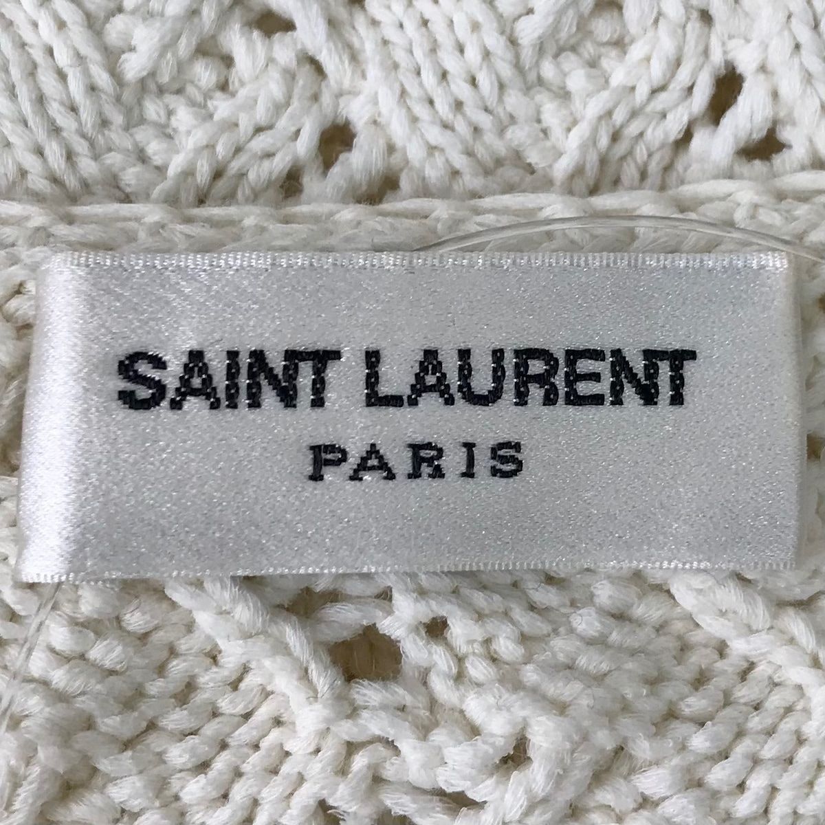 SAINT LAURENT PARIS(サンローランパリ) 七分袖セーター サイズS レディース - アイボリー ショート丈/透かし編み/サマーニット  - メルカリ