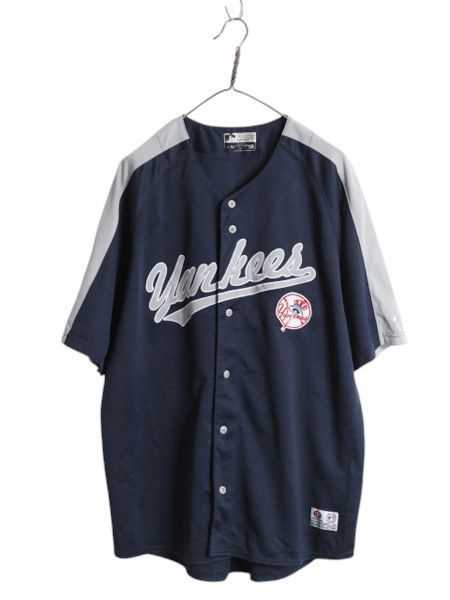 なクーポン配布中! ヤンキース ベースボール シャツ メンズ XL MLB オフィシャル トゥルーファン 大リーグ ユニフォーム ゲームシャツ ジャージ 半袖シャツ 紺