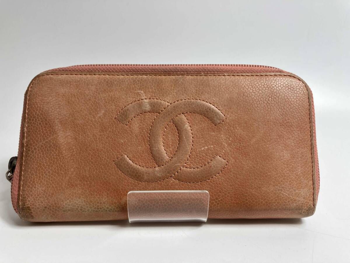 CHANEL ラウンドファスナー ピンク
