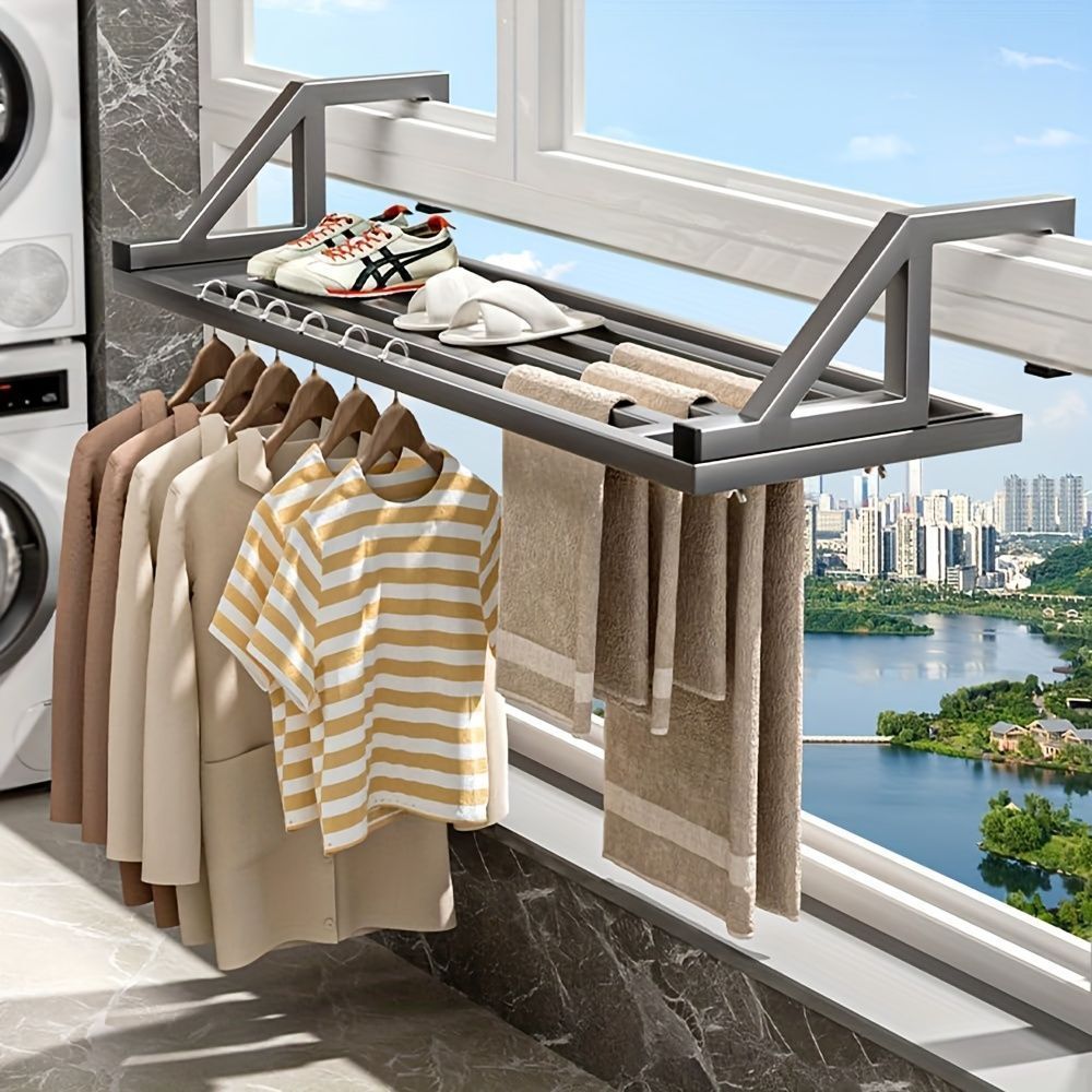 物干し ベランダ物干し 洗濯物干し ベランダ 室内 屋外 壁付け物干し 窓枠突っ張り物干し 布団干し タオル干し 靴乾燥ラック 簡単組立 物干