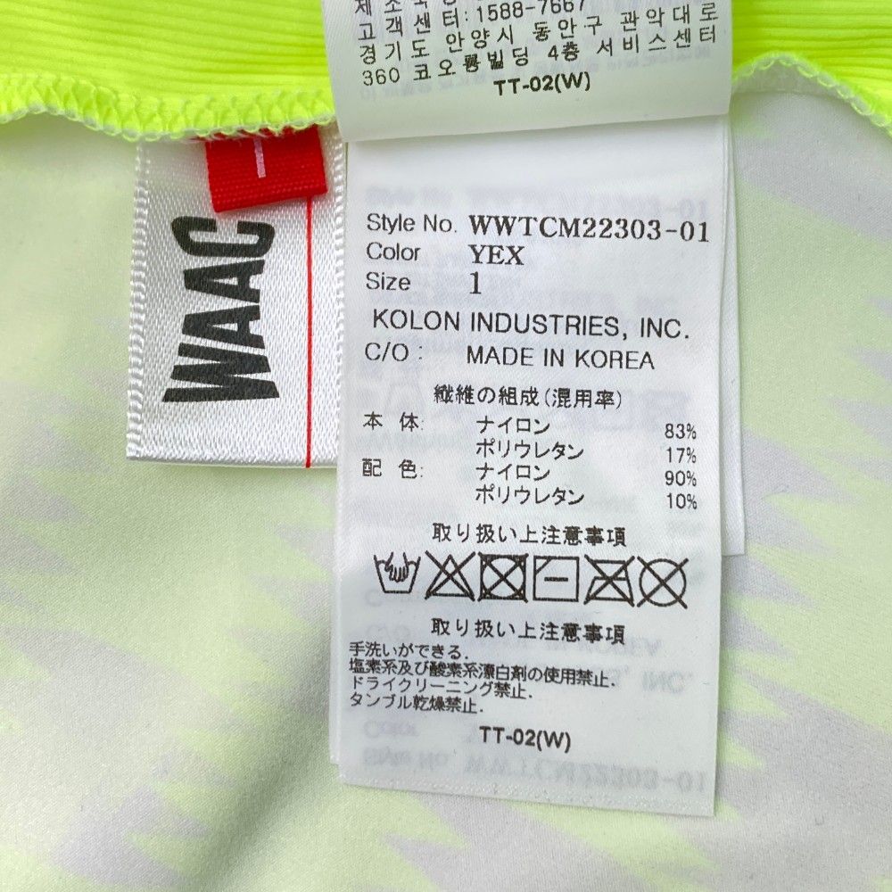 WAAC 蛍光イエロー　サイズ1 モックネック半袖ウェア WAAC 蛍光イエロー サイズ1 モックネック半袖ウェアΩ