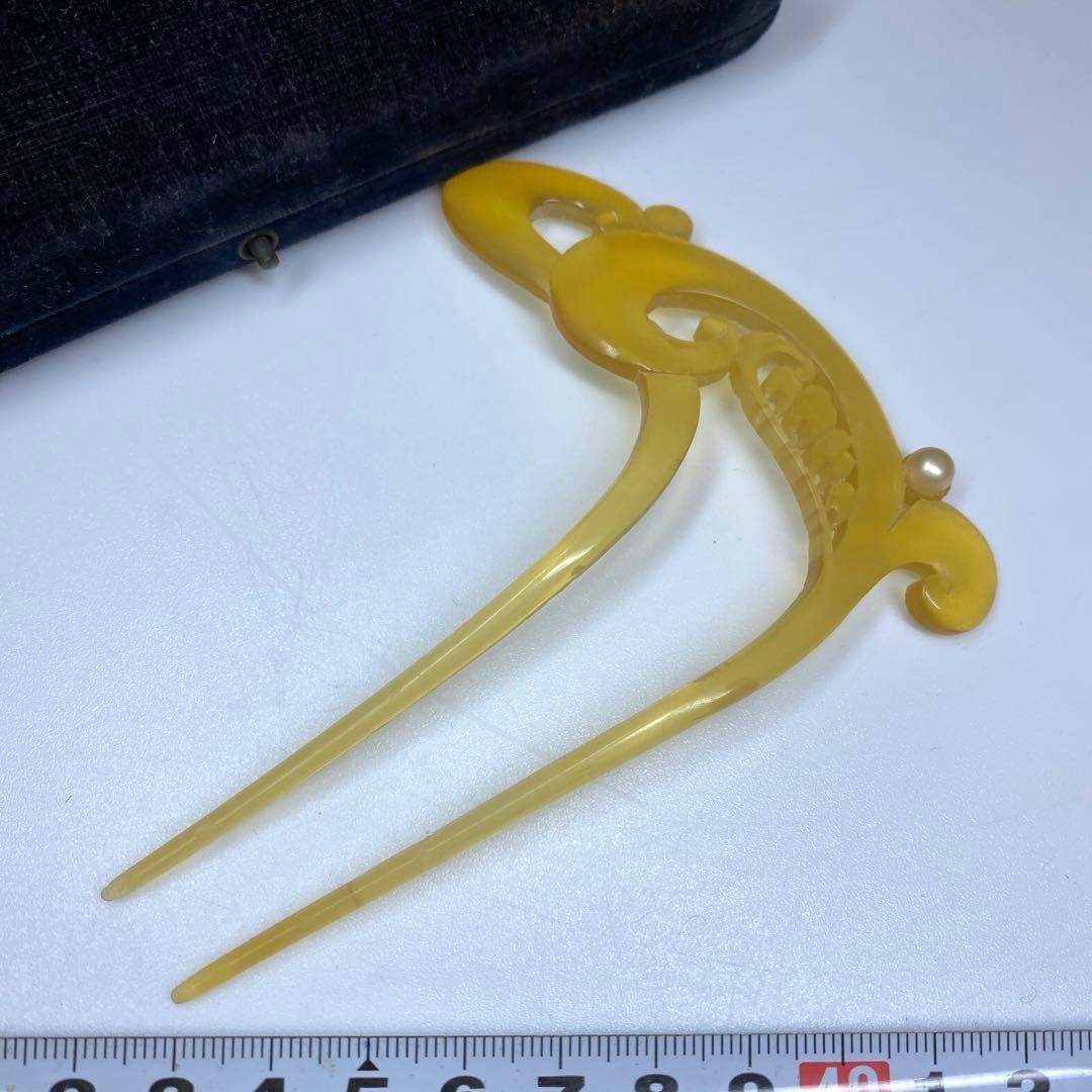 本白鼈甲 パール入 簪 10g 東な6-1227ア