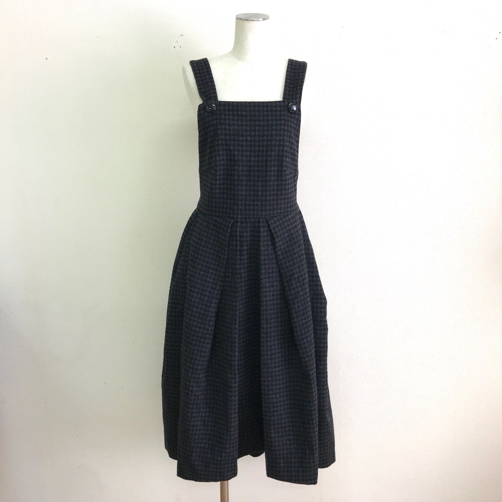 セブンテン seven ten ウールチェックエプロンワンピ seventen