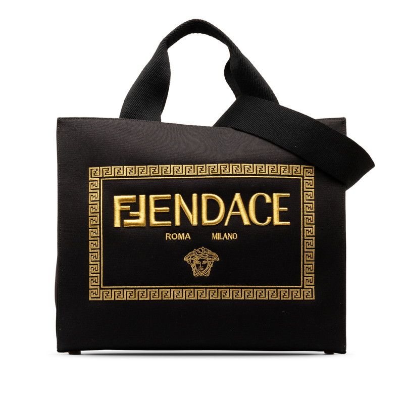 フェンディ ×ヴェルサーチ FENDACE フェンダーチェ ラ メデューサ トートバッグ ショルダーバッグ 2WAY 8BH395 ブラック  キャンバス レディース FENDI【228-51878】 - メルカリ