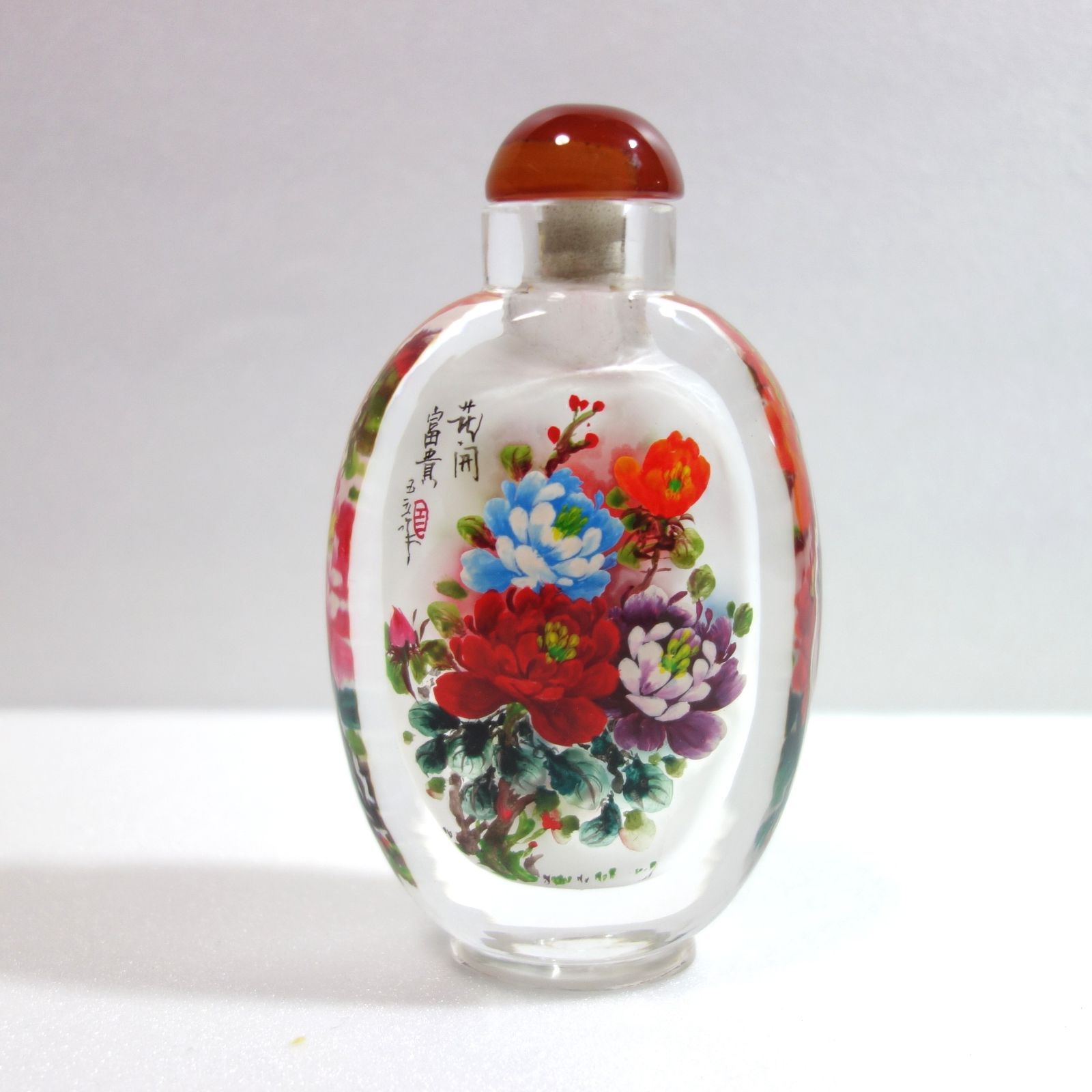 送料無料　色被せガラス手描き内画鼻煙壺　中国古玩 美品】鼻煙壺（びえんこ）内絵鼻煙壺 ガラス工芸 中国 - メルカリ