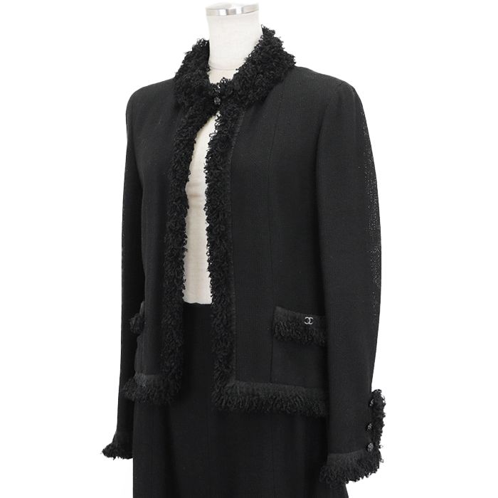 シャネル カーディガン  カメリアボタン  ロゴプレート付き ブラック ３４ 楽天市場】【シャネル】Chanel カシミヤ アイコンボタン