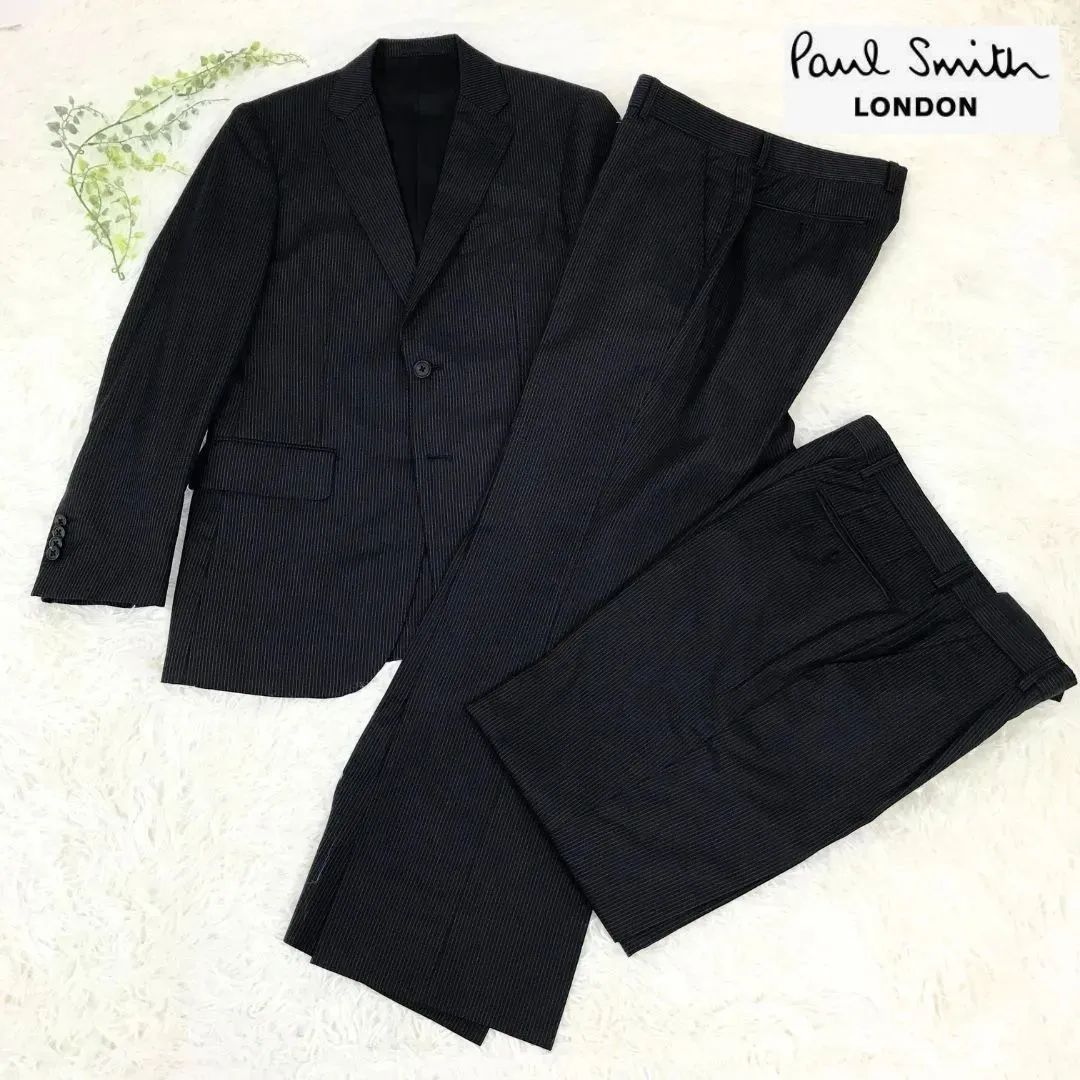 美品✨ポールスミス　シングルスーツセットアップ　総裏　2B L ブラック 美品】Paul Smith ポールスミス スーツ シングルスーツ セットアップ 2
