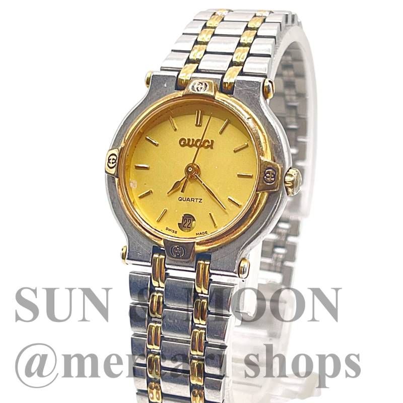 稼働 GUCCI グッチ ◆ レディース腕時計 9000L デイト コンビカラー クオーツ OJ9-2