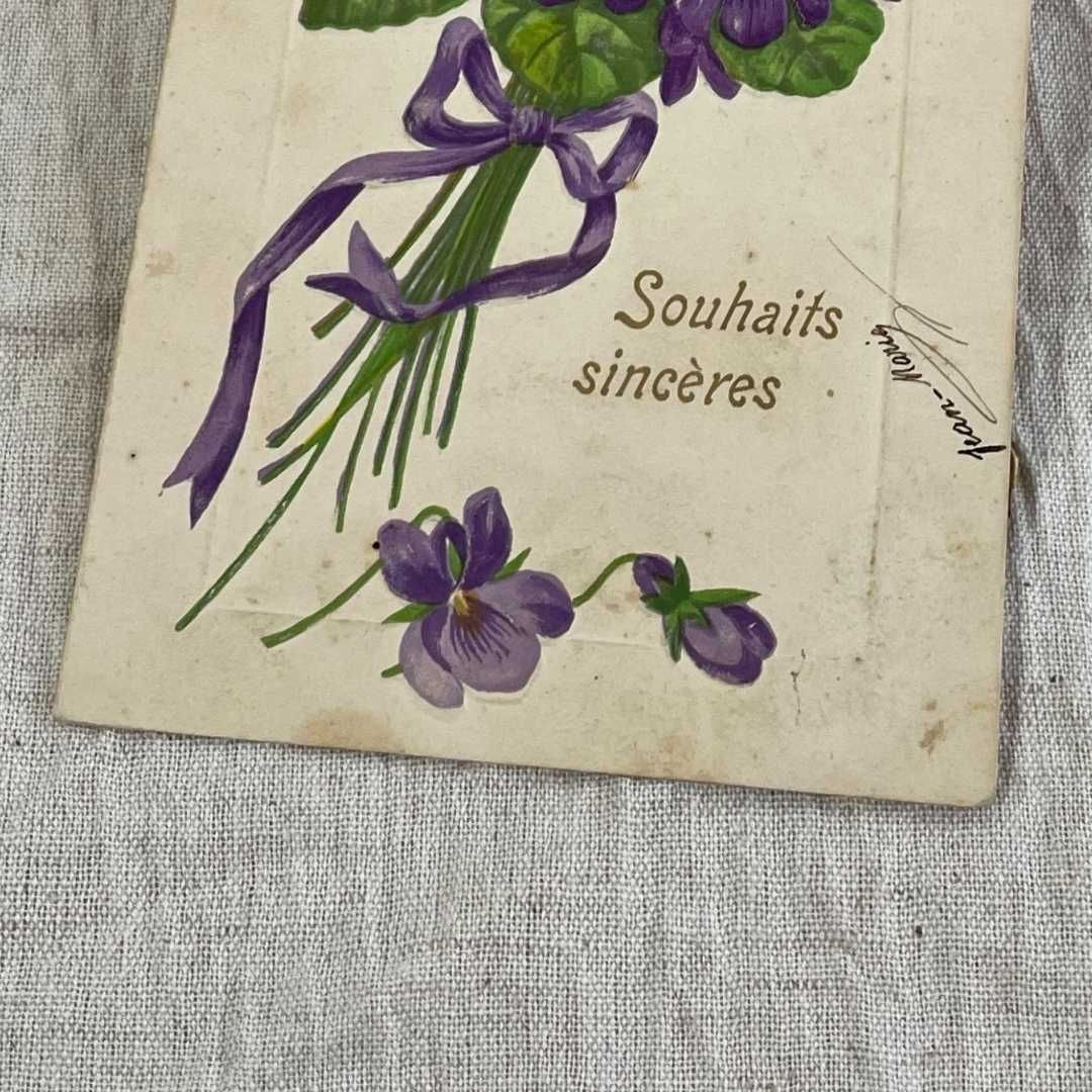 新着】アンティーク ポストカード フランス直輸入 すみれの花 菫