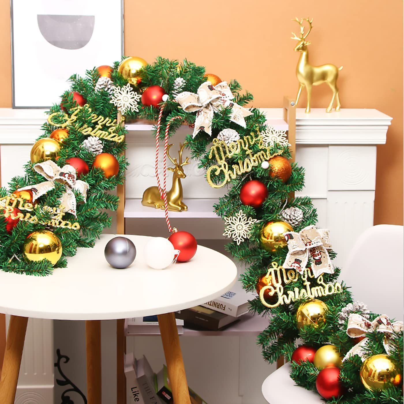 迅速発送】クリスマス 飾り ガーランド 籐 270cm 260枝数 大きい