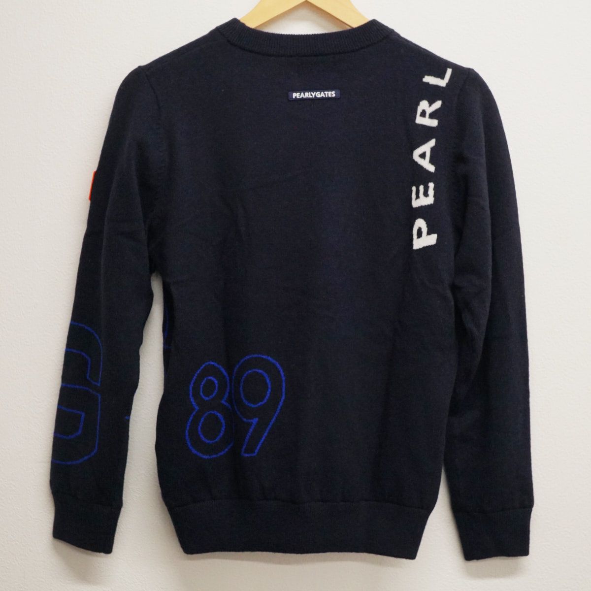 PEARLY GATES パーリーゲイツ 天竺×DIAPLEX クルーネックニットプルオーバー サイズ0 ネイビー X7983