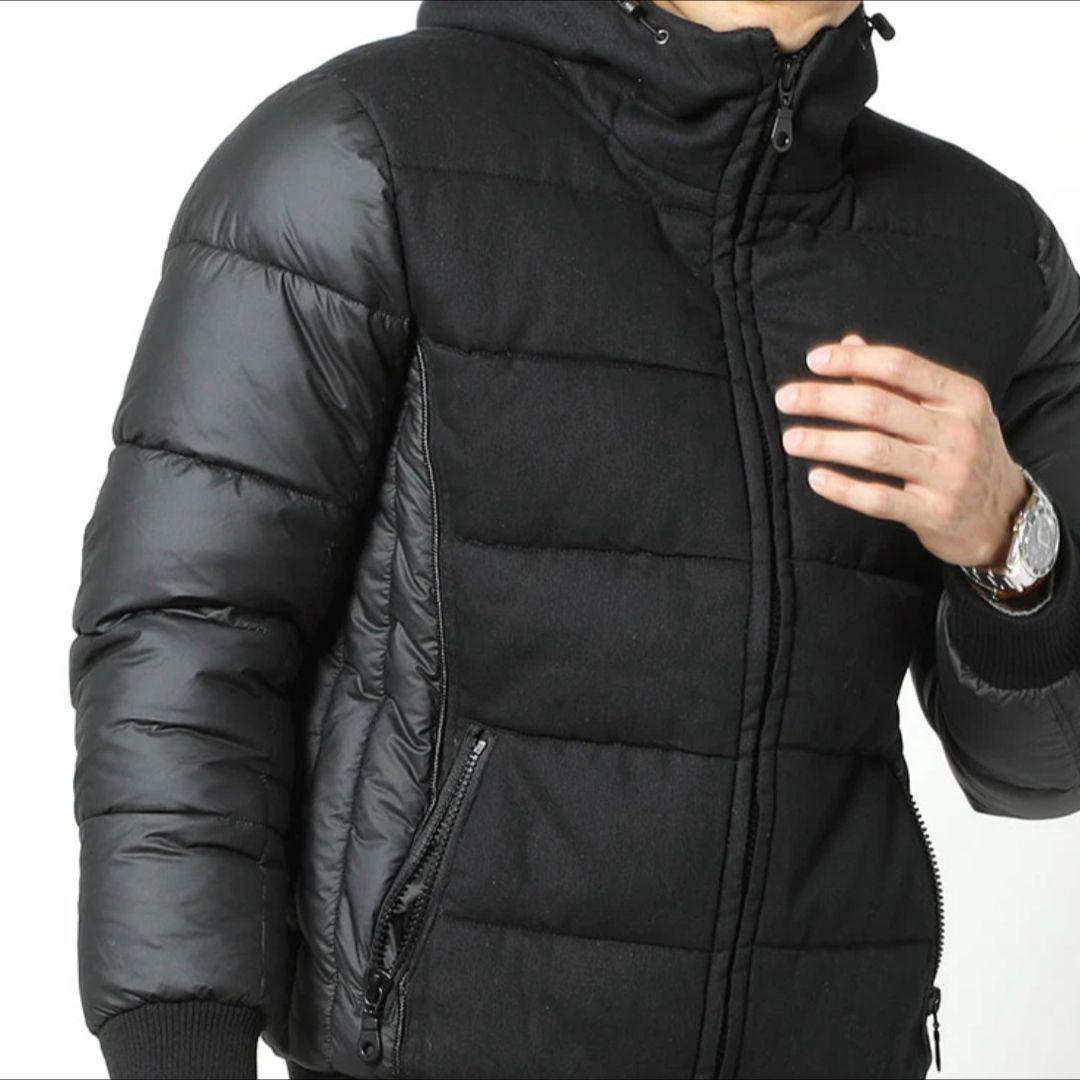 新品 未使用 ダウンジャケット 中綿 異素材 極暖 リブ ハイネック 