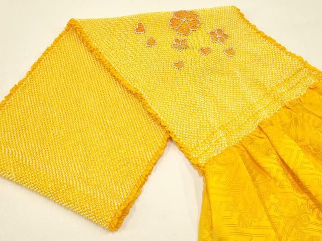 平和屋着物●和装小物 帯締め 帯揚げセット 振袖用 総絞り 舞花文 金糸 銀彩 撚り房 AABC2667ay