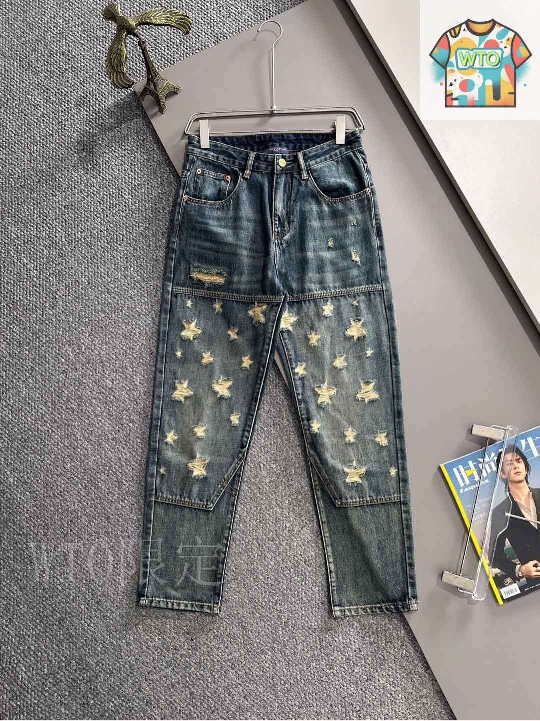 【25SS 最高品質日本製生地】Louis Vuitton ストレートジーンズ LOUIS VUITTON (ルイヴィトン) 25SS MONOGRAM FLOUR DENIM PANTS