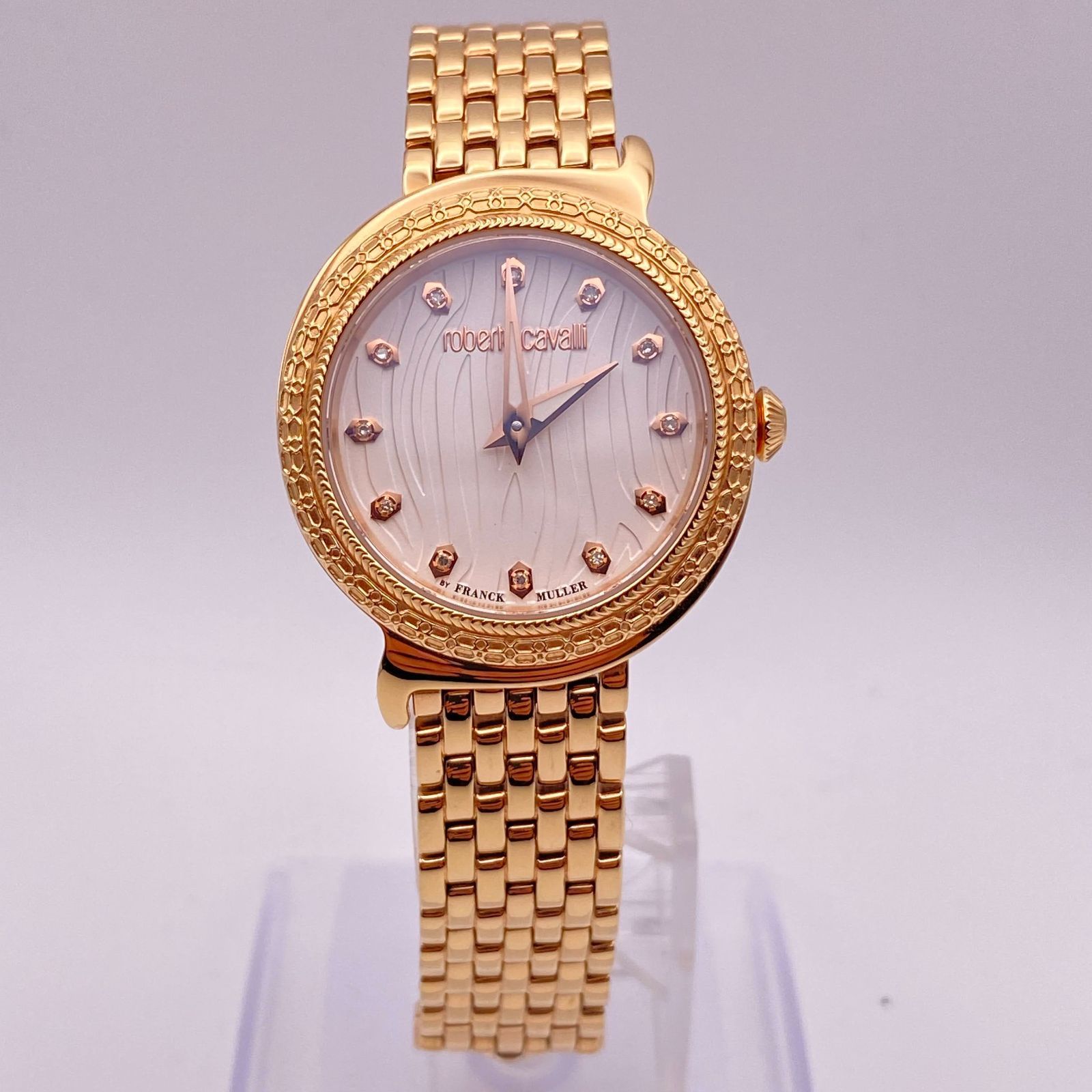 ロベルトカヴァリ Roberto Cavalli クオーツ 電池式 2L028 12Pダイヤ  