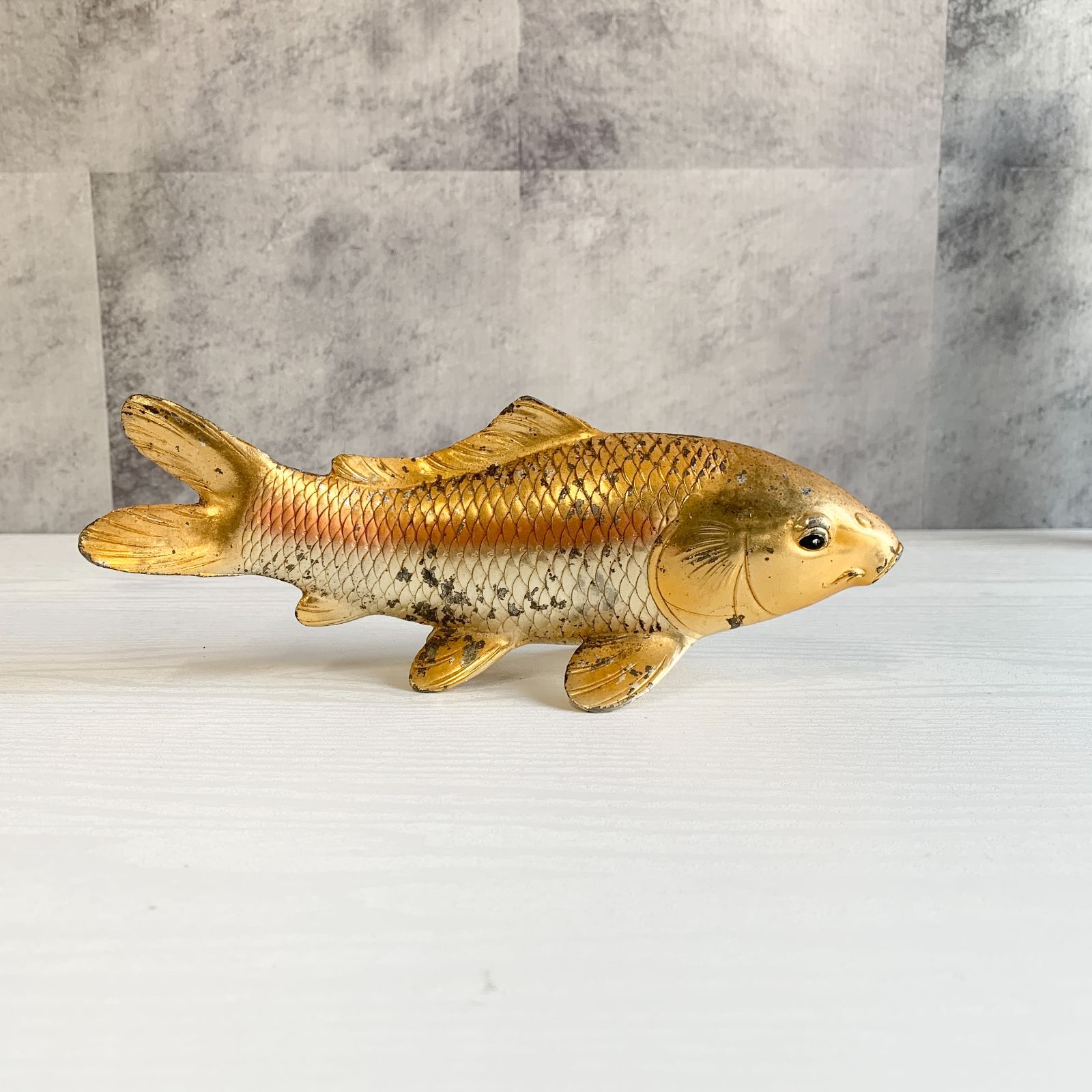 双鯉 2個セット 銅製 置物 魚 鯉 金 黒 出世魚 インテリア 和室