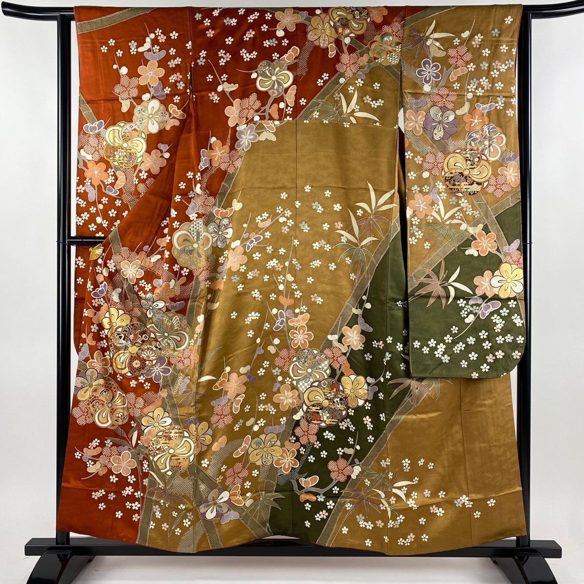 振袖 身丈156cm 裄丈62cm S 袷 梅 桜 金糸 金彩 朱色 正絹 秀品 【中古】 - メルカリ