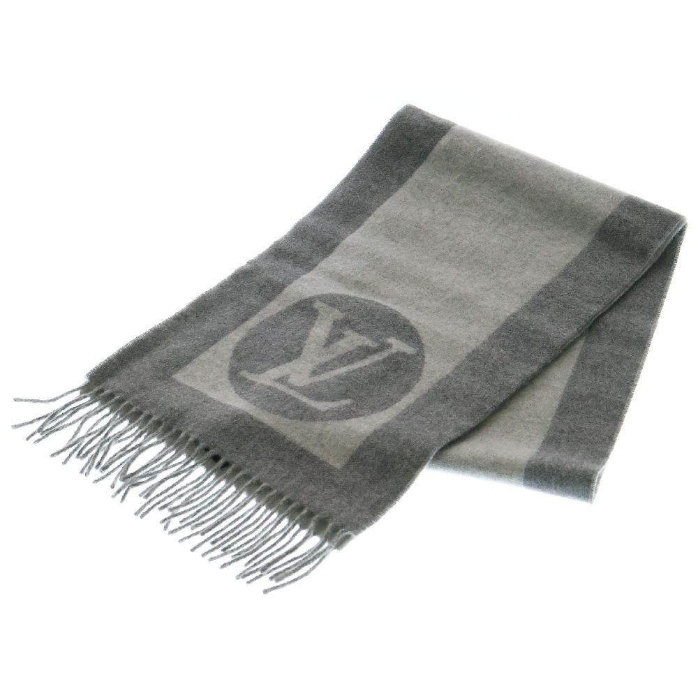 ルイヴィトン エシャルプ カーディフ メンズ マフラー ブラック×グレー