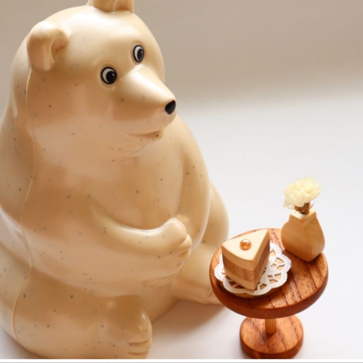 ミニチュアケーキ しろくま貯金箱やぬいぐるみに◎ 木製