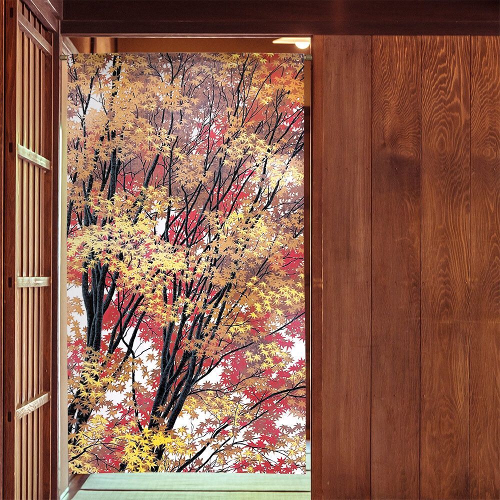 藍染筒描き三巾加賀のれん時代物木綿古布 ソ-229 藍染め 筒描き 古布