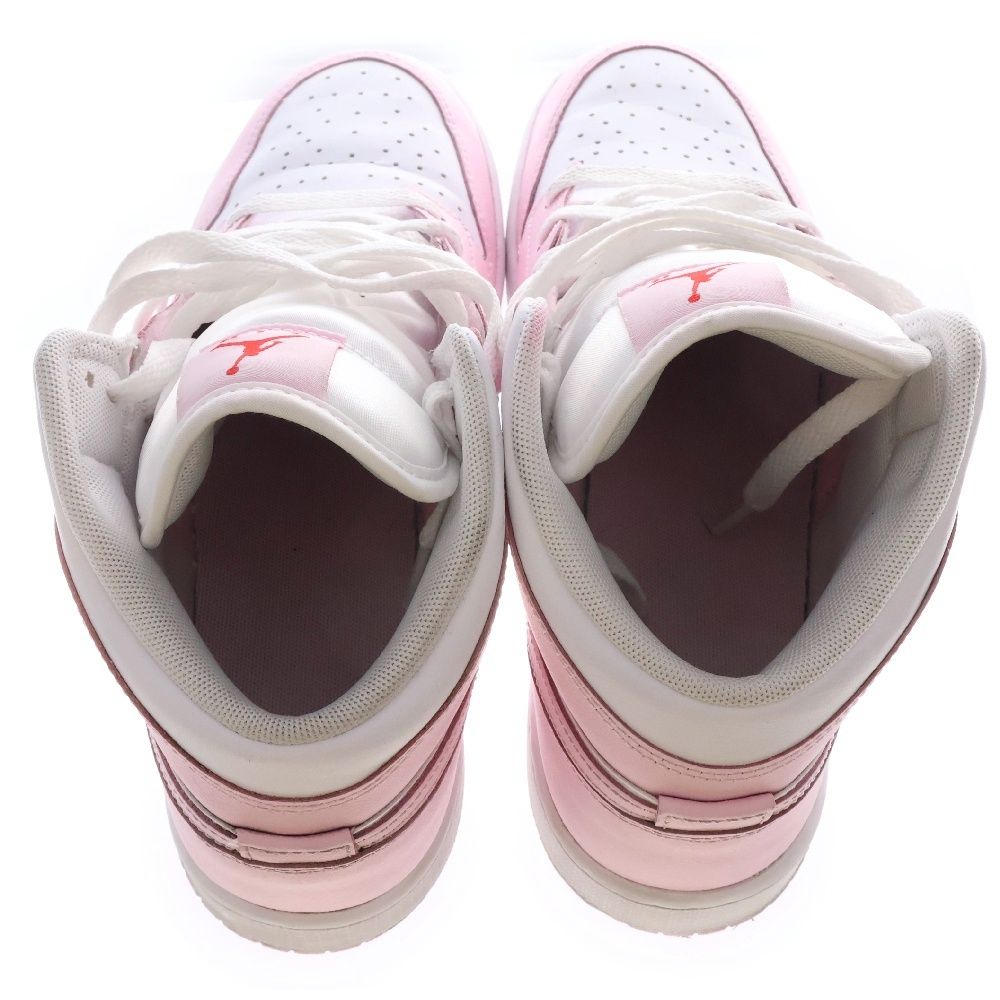 満足度保証！NIKE (ナイキ) GS AIR JORDAN 1 MID Pink Foam エアジョーダン 1 ピンクフォーム ミッドカットスニーカー ホワイト/ピンク US7Y/25cm DQ8423-608 脱げにくい