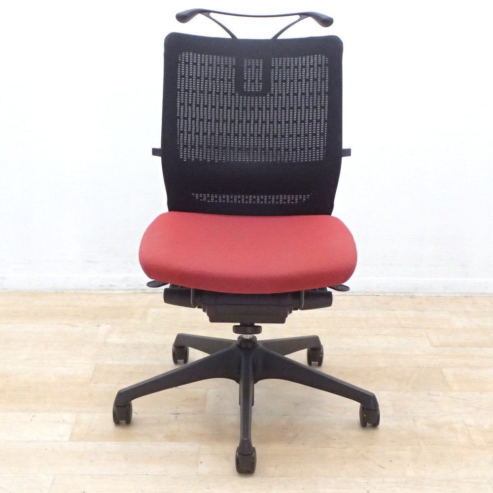 在庫多数 オカムラ ヴィスコンテ 肘無オフィスチェア CWA5ZD FBA9 レッド ハンガー 椅子 ローバック メッシュ EG18870 オフィス家具