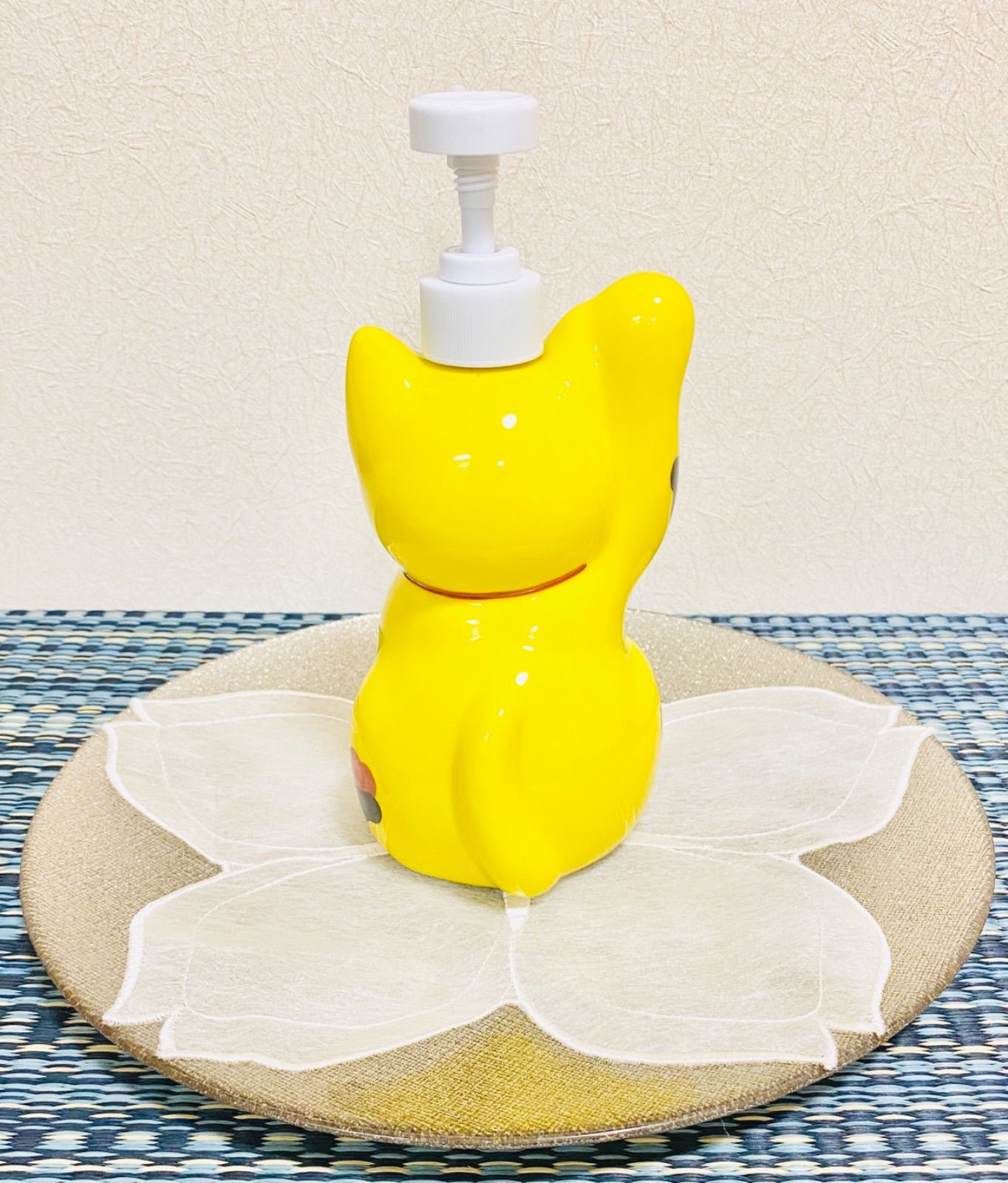 除菌スプレーボトル　招き猫　黄色