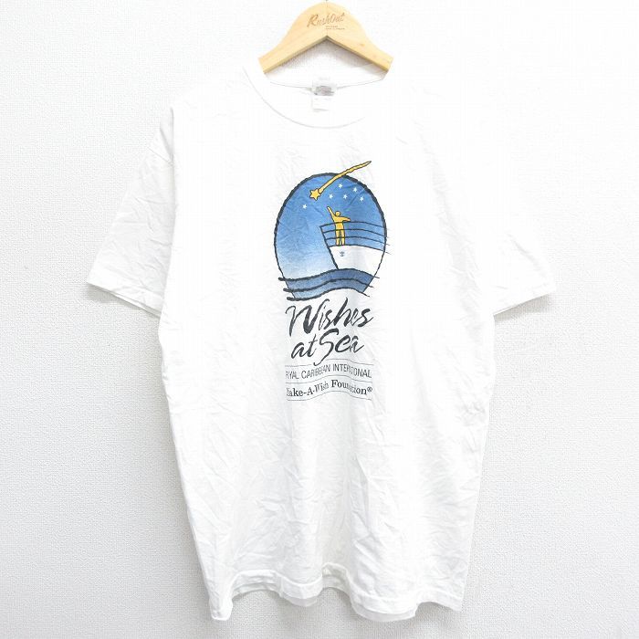 XL/古着 フルーツオブザルーム 半袖 ビンテージ Tシャツ メンズ 00s wishes 星 船 コットン クルーネック 白 ホワイト 24feb26 中古