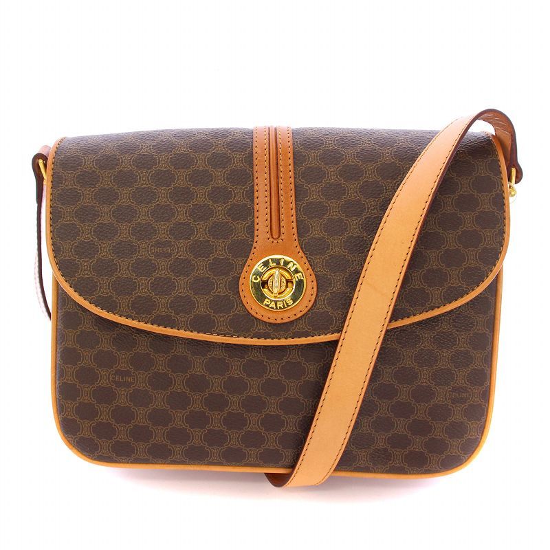 セリーヌ CELINE ショルダーバッグ PVCレザー 切替 マカダム