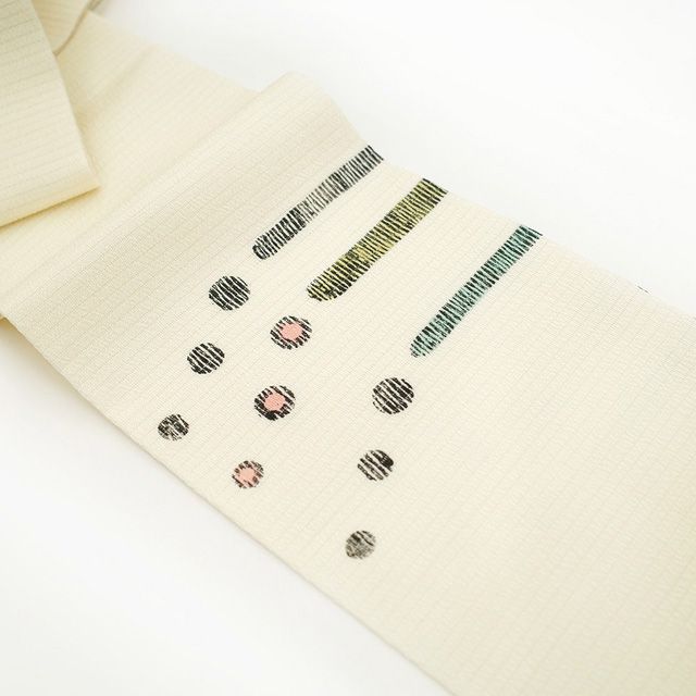 新古品】 夏物 名古屋帯 九寸 絽縮緬 絽 ちりめん 正絹 手染め オフ 