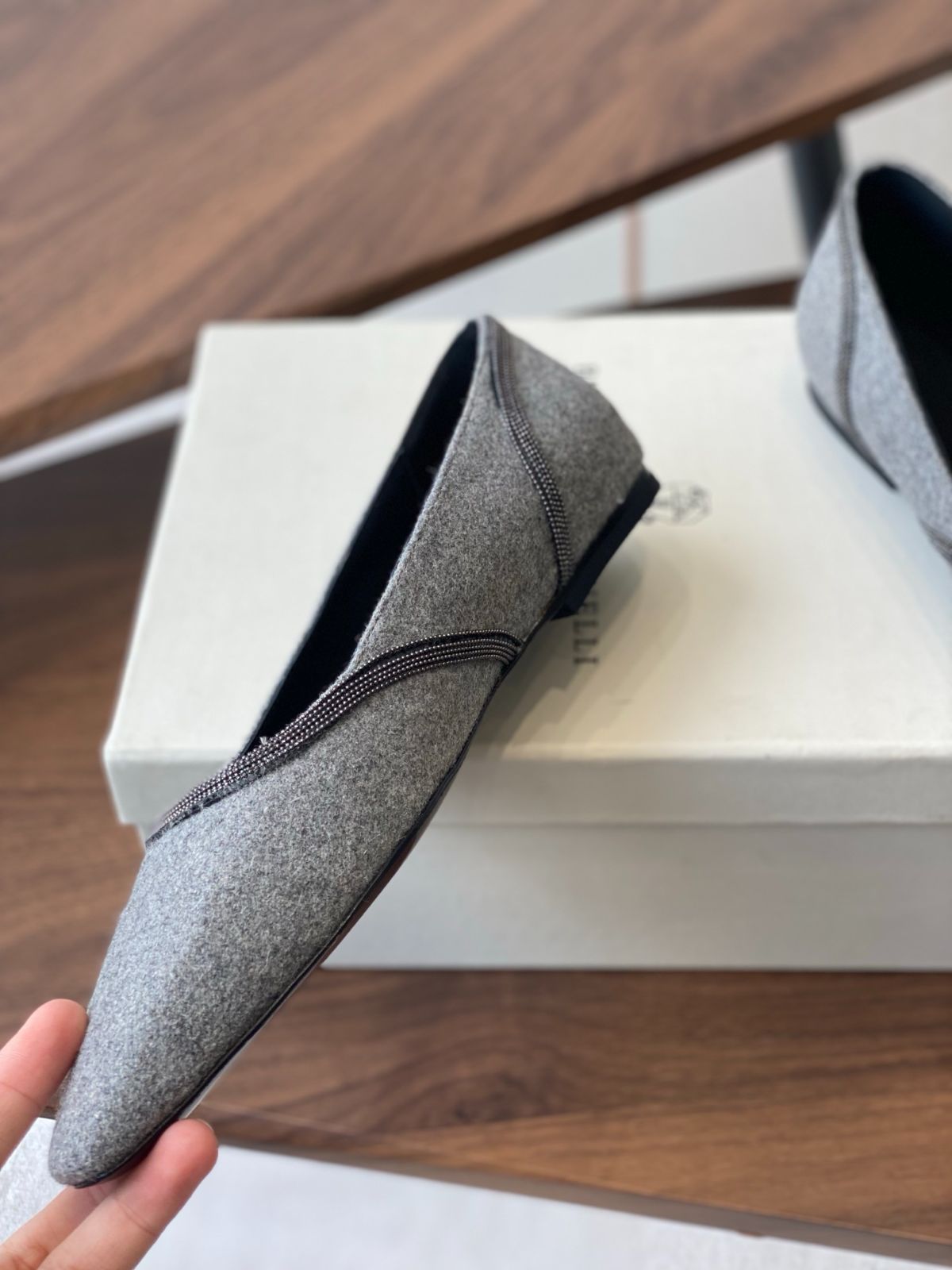 【ブルネロクチネリ】 Ballet Flats フラットシューズ グレー☆送料無料【新品】☆ブルネロクチネリ☆レディース