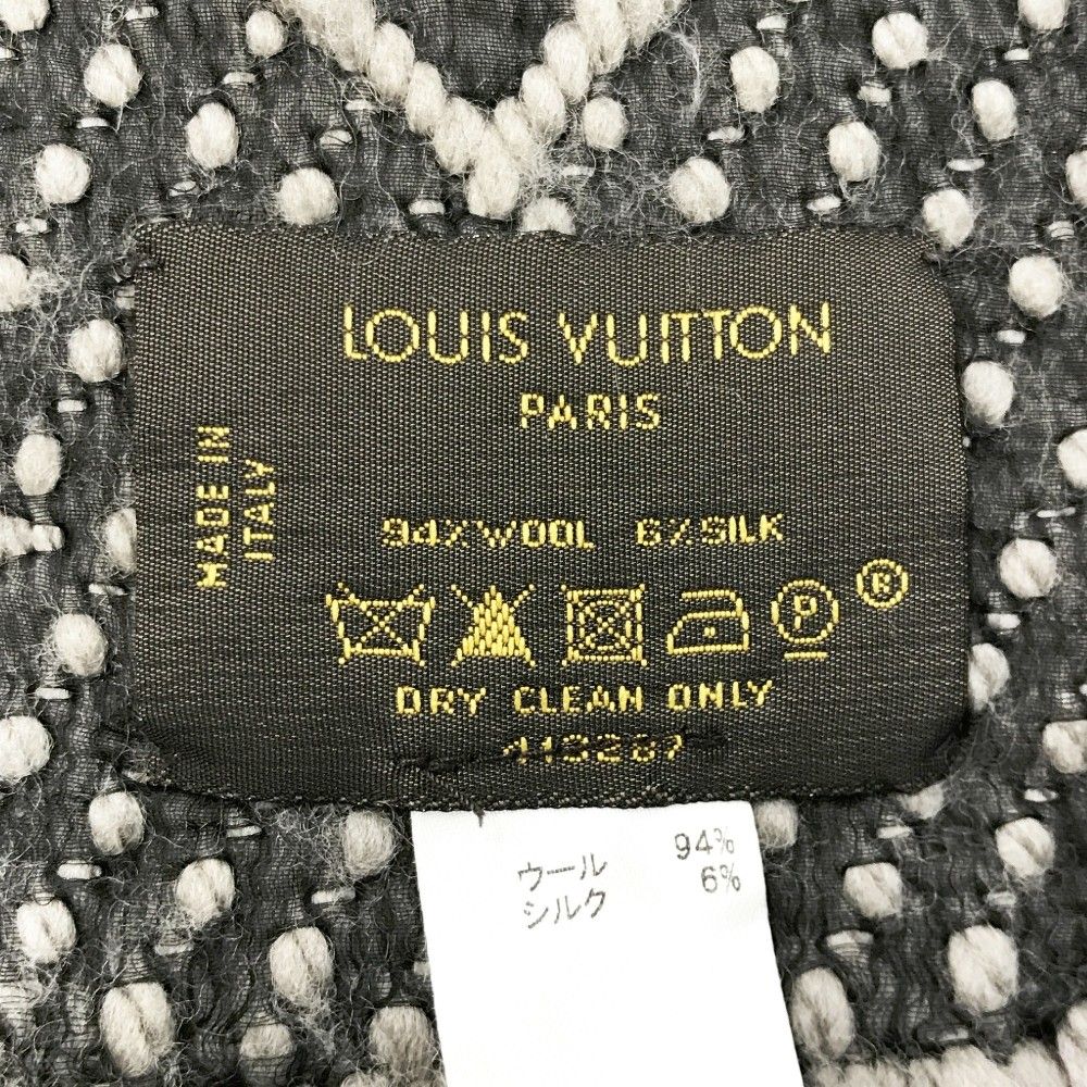 ルイヴィトン マフラー フリンジ シルク30% ウール70% ブラウン ルイ
