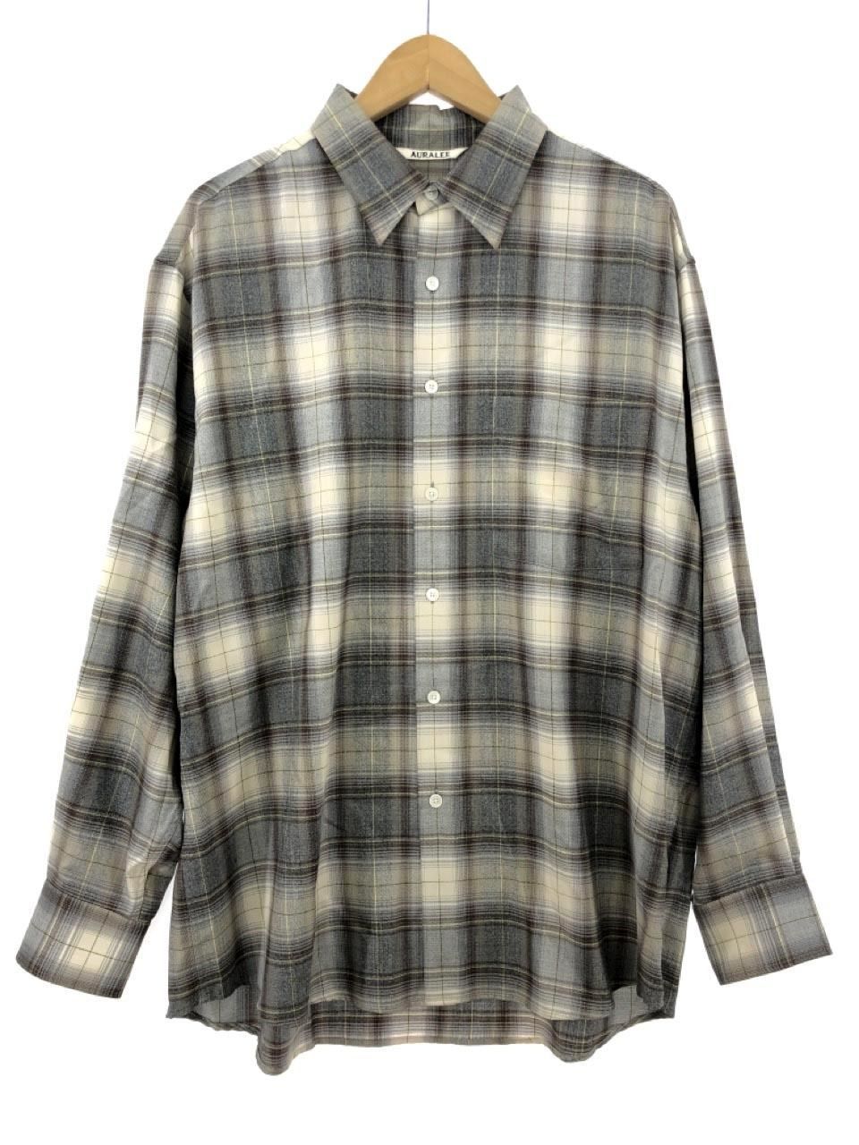 AURALEE SUPER LIGHT WOOL CHECK SHIRTS 4 ベージュ - メルカリ