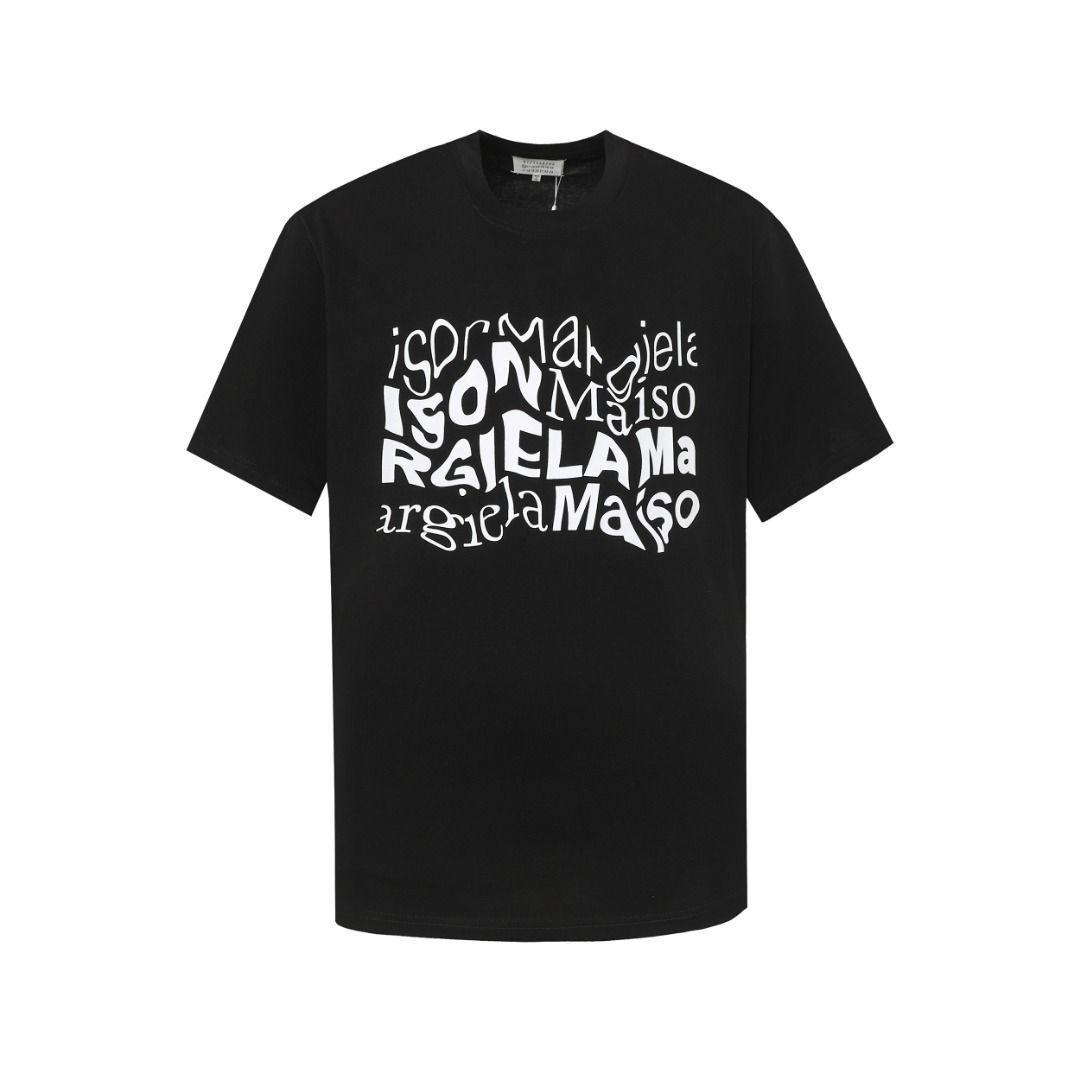 Maison Margiela メゾン マルジェラ Tシャツ プリント コットン シャツ 半袖 ゆったり オーバーサイズ ブラック ホワイト S M L XL