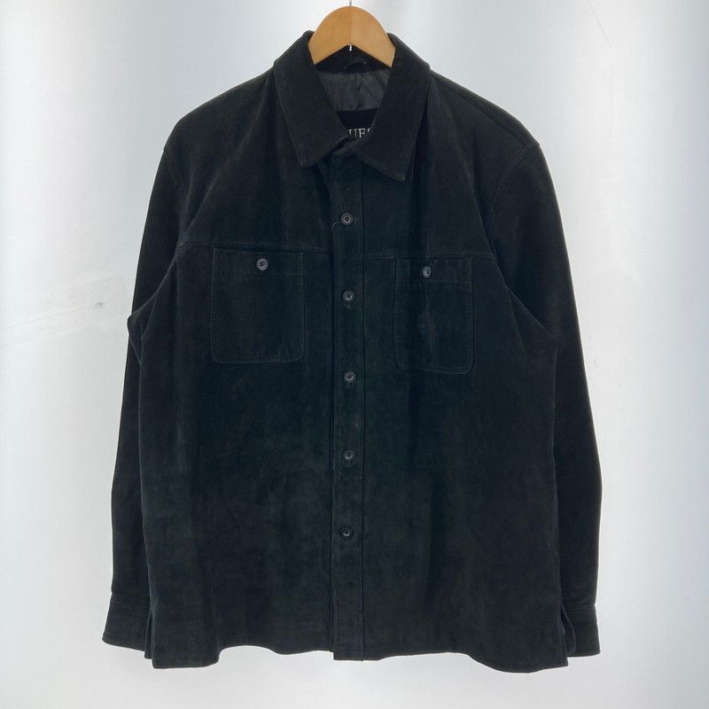 【中古品】Guess ゲス LOOSE SUEDE LEATHER TRACKER JACKET ルーズ スエード レザー トラッカー ジャケット アウター ブルゾン ブランド サイズ：M カラー：ブラック メンズ 【141-250205-mh-02-fuz】