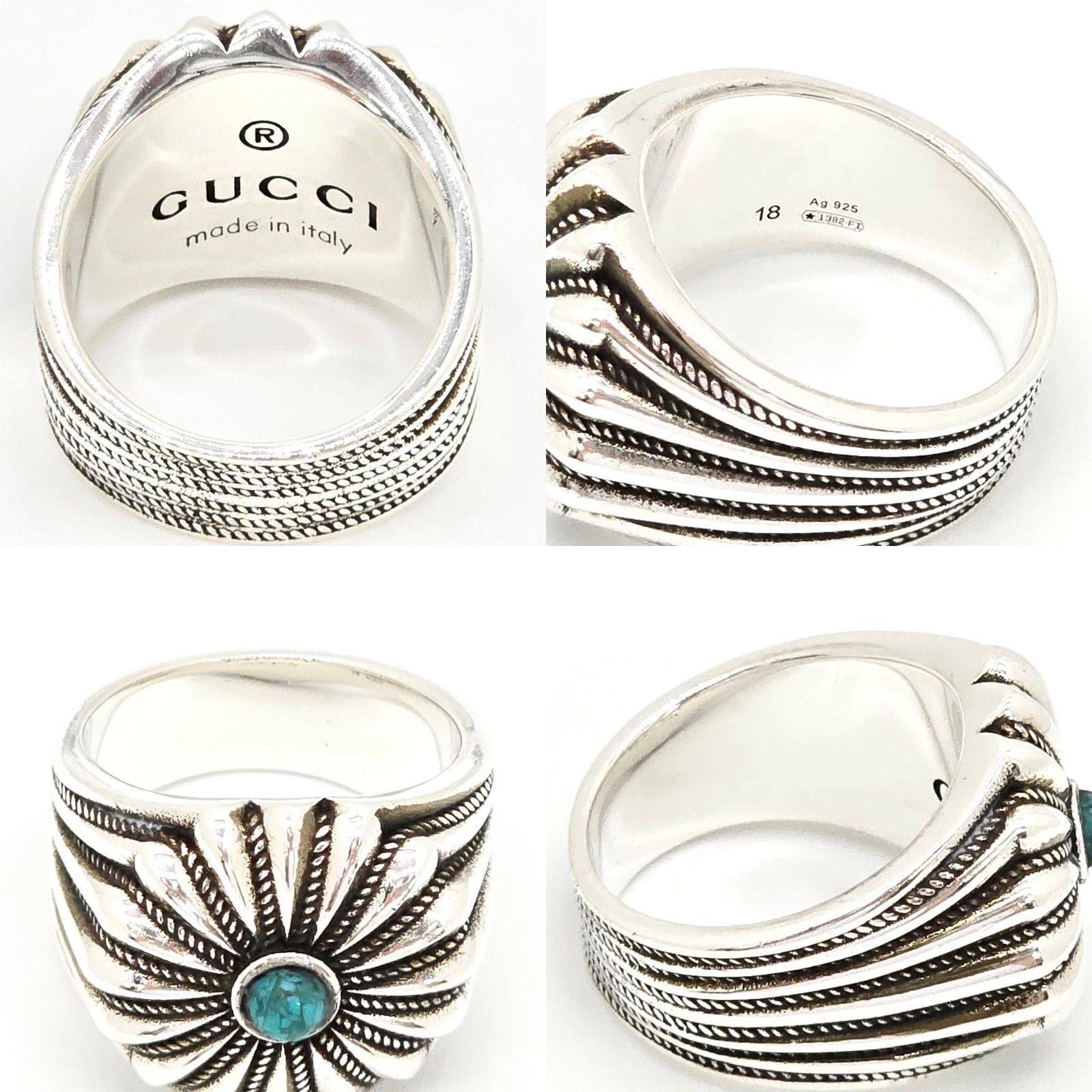 専用。新品 GUCCI グッチ ターコイズ フラワー リング 18号 GUCCI グッチ 728428 フラワー ターコイズ リング 18 約18号
