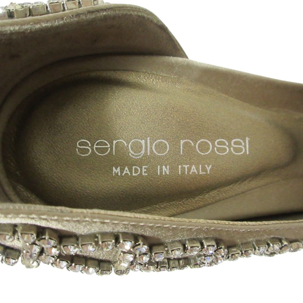 【Sergio rossi】【美品】セルジオロッシ　パンプス　カーキカラー 良品 Sergio Rossi セルジオロッシ サテンビジュー ポインテッド