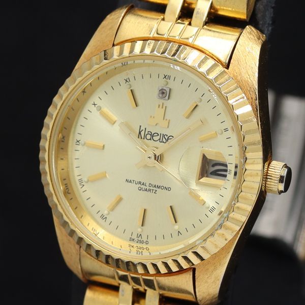 クロイゼ 01-08 SK-250-D デイト 石付 QZ ゴールド文字盤 レディース