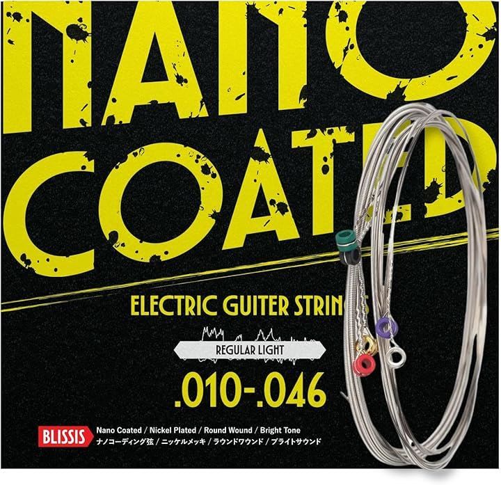 Thumbnail of Blissis Long-lasting & Economical Electric Guitar Rust-Resistant Coated Strings Easy to Play Regular Light Gauge .010-.046 Excellent Sound Quality Nickel (Silver, 1 Set)