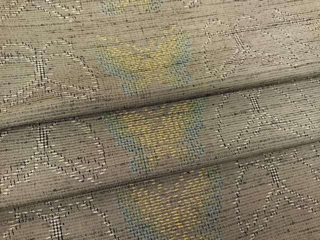 平和屋着物▽上質な紬 単衣 舞蝶間道 正絹 逸品 BAAS8192yc