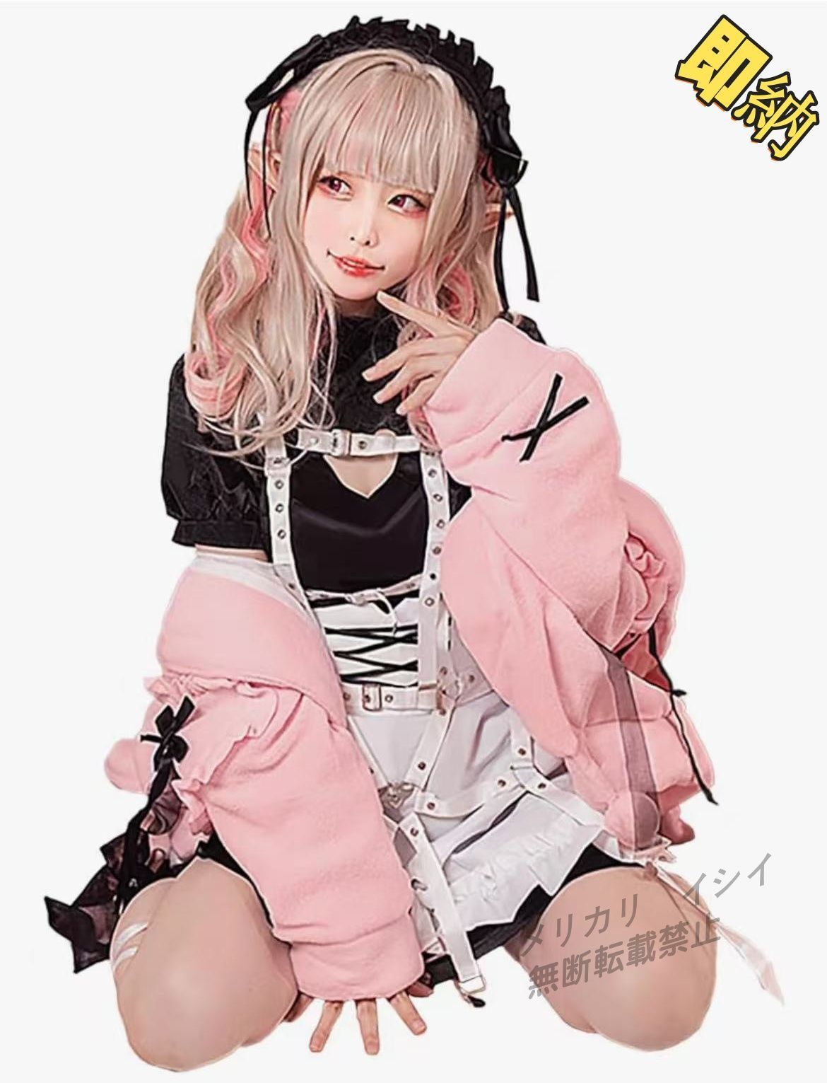 にじさんじ Vtuber 魔界ノりり むコスプレ衣装 うさ耳フード付き にじさんじ Vtuber 魔界ノりり むコスプレ衣装 うさ耳フード付き