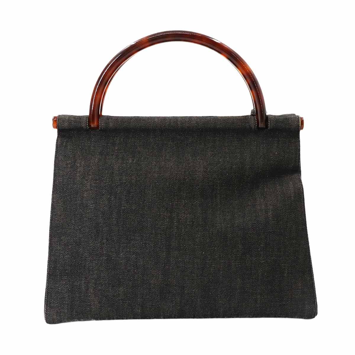 シャネル バッグ べっ甲調 プラスチック ハンドル ハンド バッグ デニム ブラック ヴィンテージ レディース 90291020 【中古】ブランド シャネル CHANEL べっ甲調 プラスチック ハンドル ハンド バッグ