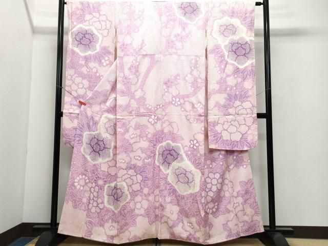 平和屋着物○名門 藤娘きぬたや・総絞り 小紋 草花文 正絹