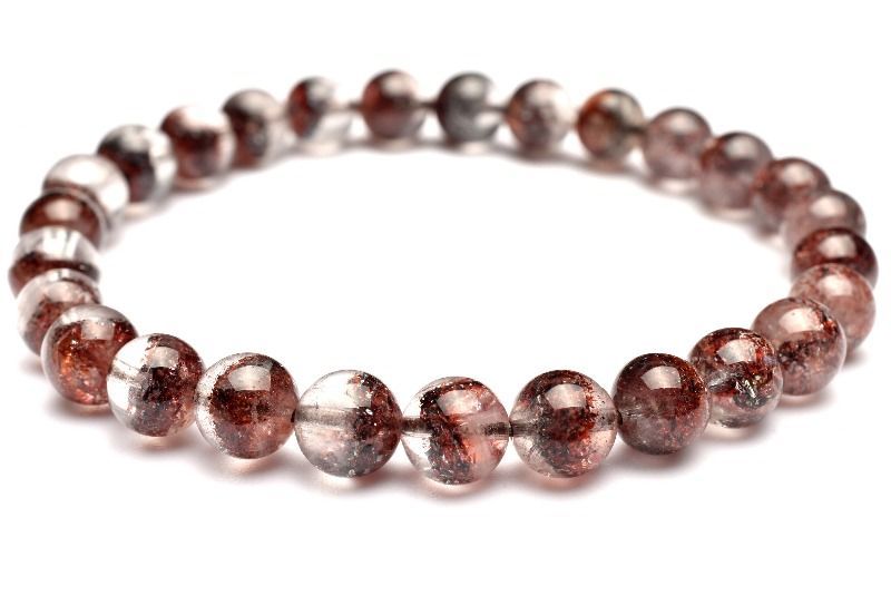 １点物 AAA ピラミッドファントム ストロベリークォーツ レピドクロサイトインクォーツ 6.5mm ブレスレット パワーストーン 天然石 _MA9181